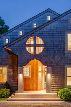 Entry at this new construction, shingle style home by Polhemus Savery DaSilva Architects Builders.