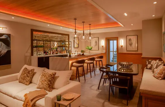 Lower level entertainment space.