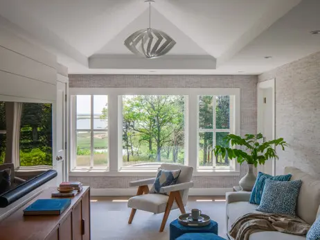Second-floor sitting room with water views.