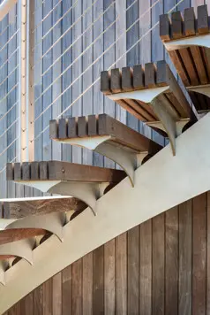 Exterior stair details leading to the home's main entry.